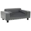 Gray Dog Sofa Plush and Faux Leather 31.9"x16.9"x12.2"
