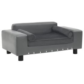 Gray Dog Sofa Plush and Faux Leather 31.9"x16.9"x12.2"