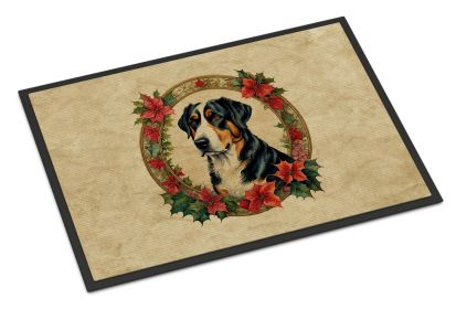 NEW Greater Swiss Mountain Dog Christmas Flowers Doormat Front Door Mat Indoor Outdoor Rugs for Entryway, Non Slip Washable Low Pile, 18H X 27W