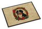 NEW Bernese Mountain Dog Christmas Flowers Doormat Front Door Mat Indoor Outdoor Rugs for Entryway, Non Slip Washable Low Pile, 18H X 27W