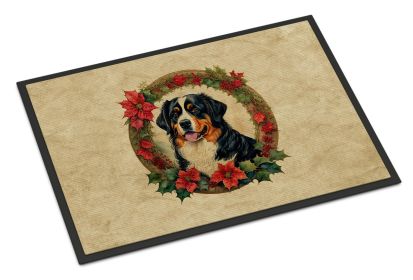NEW Bernese Mountain Dog Christmas Flowers Doormat Front Door Mat Indoor Outdoor Rugs for Entryway, Non Slip Washable Low Pile, 18H X 27W