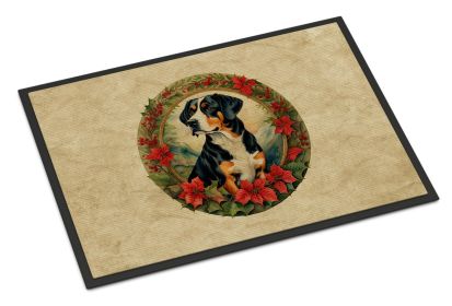 NEW Entlebucher Mountain Dog Christmas Flowers Doormat Front Door Mat Indoor Outdoor Rugs for Entryway, Non Slip Washable Low Pile, 18H X 27W