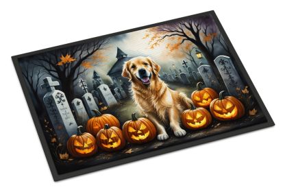 Golden Retriever Spooky Halloween Doormat Front Door Mat Indoor Outdoor Rugs for Entryway, Non Slip Washable Low Pile, 24H X 36W
