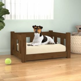 Solid Pine Wood Dog Bed in Honey Brown - with Sides    21.9"x17.9"x11"