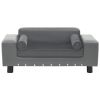 Gray Dog Sofa Plush and Faux Leather 31.9"x16.9"x12.2"