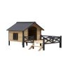 Large Outdoor Wooden Cabin-Style Dog Kennel/House with Porch