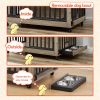 Furniture Style Dog Crate Side Table with Feeding Bowl