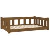 Solid Pine Wood Dog Bed in Honey Brown - with Sides – 37.6"x25.8"x11"