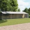 Dog Cage with Roof and Door Gray 26.2'x6.6'x6.6' Galvanized Steel