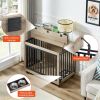 Furniture Style Dog Crate Side Table with Feeding Bowl
