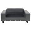 Gray Dog Sofa Plush and Faux Leather 31.9"x16.9"x12.2"