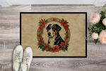 NEW Greater Swiss Mountain Dog Christmas Flowers Doormat Front Door Mat Indoor Outdoor Rugs for Entryway, Non Slip Washable Low Pile, 18H X 27W