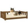 Solid Pine Wood Dog Bed in Honey Brown - with Sides – 37.6"x25.8"x11"