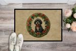NEW Portuguese Water Dog Christmas Flowers Doormat Front Door Mat Indoor Outdoor Rugs for Entryway, Non Slip Washable Low Pile, 18H X 27W