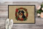 NEW Bernese Mountain Dog Christmas Flowers Doormat Front Door Mat Indoor Outdoor Rugs for Entryway, Non Slip Washable Low Pile, 18H X 27W