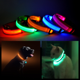 LED PET Safety Halo Style Collar (Color: Orange, size: Large)