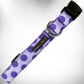 Polka Dot Dog - Monotone Collars (Color: purple, size: L 1" width fits 14-25" neck)