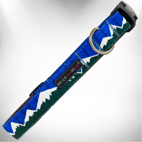 Mountain Dog Collars (Color: Blue/Green Snowcap Mtn, size: XL 1.5" wide fits 18-28" neck)
