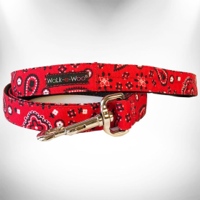 Bandana Dog Leads (Color: RED, size: REGULAR Lead 1" width- 5' length)