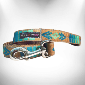 Polyester Dog Leash (Color: Tribal Teal, size: REGULAR 1" width- 5' long)