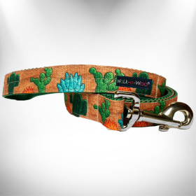 Polyester Dog Leash (Color: Cactus Garden, size: THIN 5/8" width- 5' long)