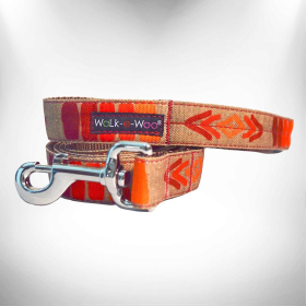 Polyester Dog Leash (Color: Tribal Red, size: THIN 5/8" width- 5' long)