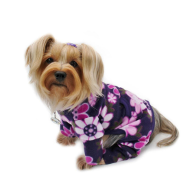 Midnight Garden Fleece Turtleneck Pajamas (Color: Violet, size: SMALL)