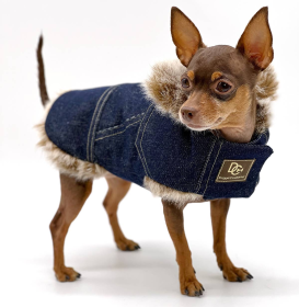 Faux Fur Denim Dog Coat (size: XS)