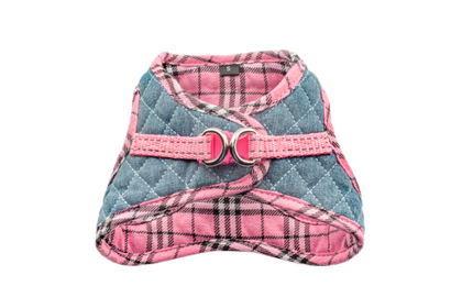 Step-In Denim Harness (Color: Denim & PinkPlaid, size: SMALL)