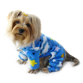 Stars and Clouds Fleece Turtleneck Pajamas (Color: BLUE, size: XS)