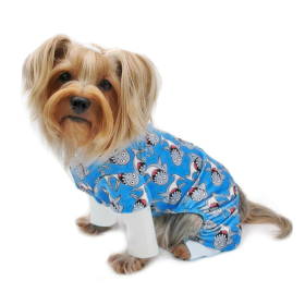 Ultra Soft Plush Minky Silly Sharks Pajamas (Color: BLUE, size: S)