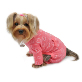 Blush of Love Fleece Turtleneck Pajamas (Color: pink, size: S)