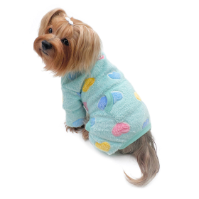 Ultra Plush Colorful Hearts Turtleneck Pajamas (Color: BLUE, size: XL)