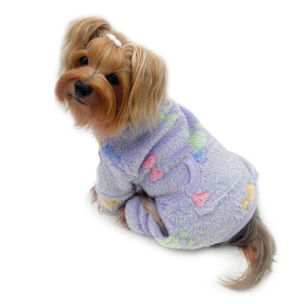 Ultra Plush Colorful Bones/Paws Turtleneck Pajamas (Color: purple, size: M)