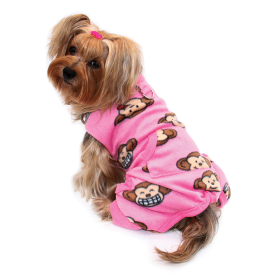 Silly Monkey Front Sleeveless Fleec Pajamas (Color: pink, size: L)