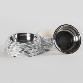 Double Dining Bowl - Choose your color (Color: Silver, size: One Size)