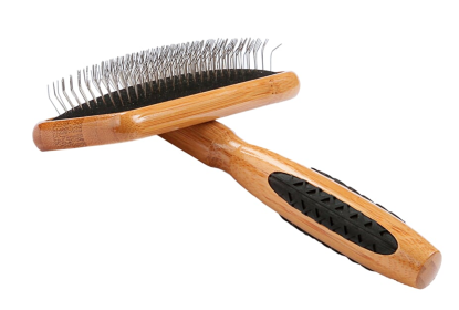 Bass Brushes- De-matting Pet Brush Slicker Style (Color: Dark Bamboo, size: Medium)
