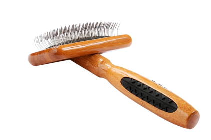 Bass Brushes- De-matting Pet Brush Slicker Style (Color: Dark Bamboo, size: SMALL)