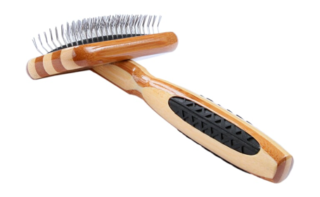 Bass Brushes- De-matting Pet Brush Slicker Style (Color: Striped Bamboo, size: SMALL)