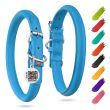 Ultra Soft Rolled Leather Dog Collar, Soft Padded Dog Collars for Small Medium Dogs, Male and Female Dog Collar (Color: Light Blue, size: 8-10 inch)