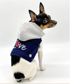 DCNY-Denim Hoodie Dog Harness – Street Style Edition (Color: gray, size: XXS)