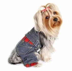 Adorable Striped Denim Overall (Color: BLUE, size: XL)