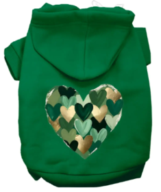 Athletic Dog Hoodie - Emerald Mosaic Heart (size: 2XL)
