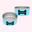 Blue Metal Food Bowl for Dogs - 6" wide x 3" Height (Phrase: "Feed Me Human")