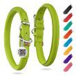Ultra Soft Rolled Leather Dog Collar, Soft Padded Dog Collars for Small Medium Dogs, Male and Female Dog Collar (Color: Green, size: 10-13 inch)