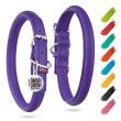 Ultra Soft Rolled Leather Dog Collar, Soft Padded Dog Collars for Small Medium Dogs, Male and Female Dog Collar (Color: purple, size: 15-19 inch)