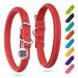 Ultra Soft Rolled Leather Dog Collar, Soft Padded Dog Collars for Small Medium Dogs, Male and Female Dog Collar (Color: RED, size: 10-13 inch)