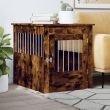 Dog Crate Furniture - Engineered Wood (Color: Smoked Oak, size: 25.4"x31.5"x28")
