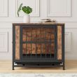 Wooden Dog Crate Furniture with 2 Sliding Doors and Removable Tray (size: 27.48" x 20.12" x 24.57")