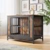 Wooden Dog Crate Furniture with 2 Sliding Doors and Removable Tray